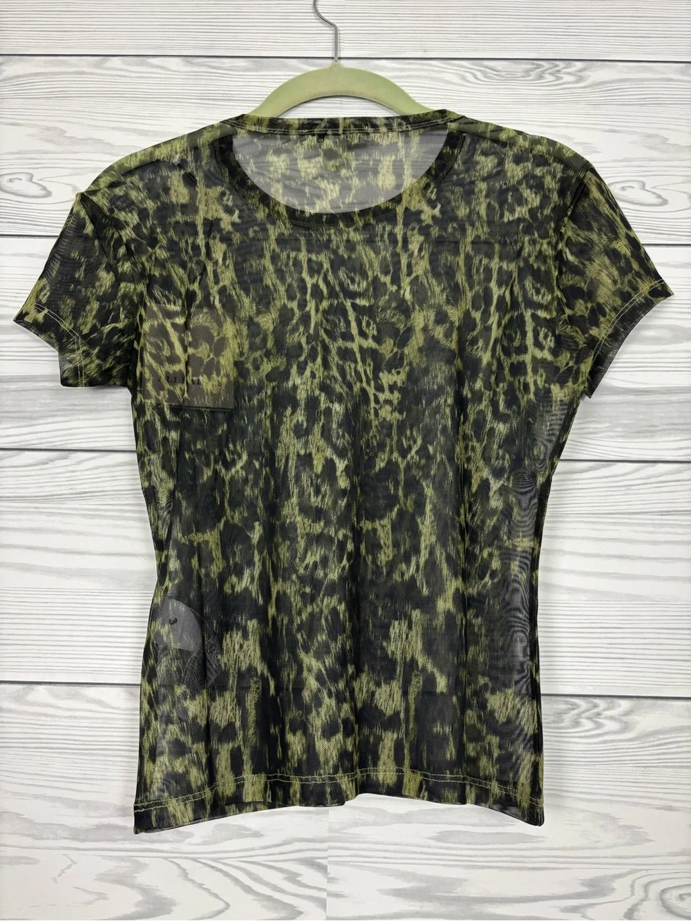 All Saints Ellie Mesh Short sleeve t-shirt NWT khaki green - Picture 6 of 8